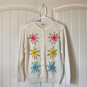 Vintage Embroidered Flower Cardigan sz S